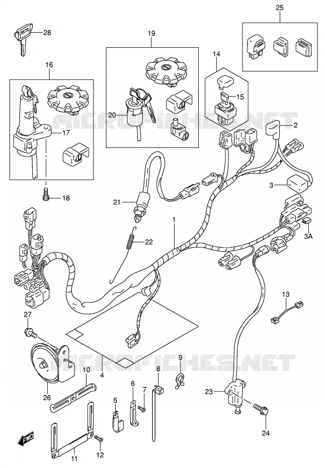 FAISCEAU ELECTRIQUE (MODELE K2/K3/K4/K5) Suzuki MOTO 200 DR 2001  DR200SEK1(E24)