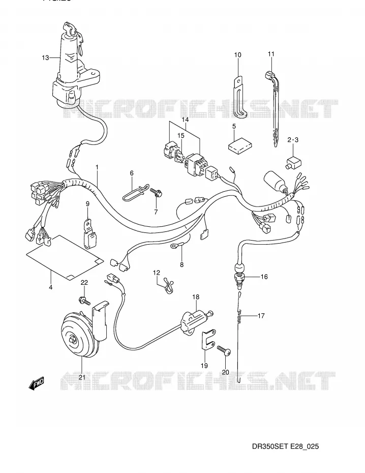 FAISCEAU ELECTRIQUE (MODELE L/M/N/P) Suzuki MOTO 350 DR 1993  DR350SP(E28)