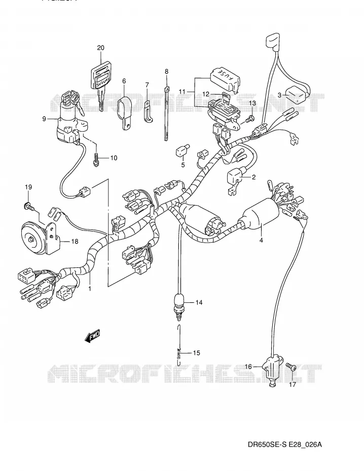 FAISCEAU ELECTRIQUE (MODELE R/S) Suzuki MOTO 650 DR 1993  DR650SP(E28)