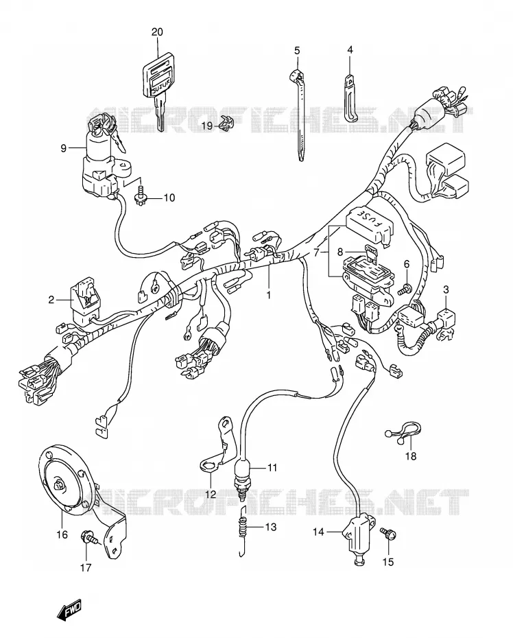 FAISCEAU ELECTRIQUE (MODELE T) Suzuki MOTO 800 DR 1993  DR800SUP