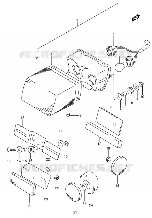 FEU ARRIERE (MODELE M/N/P/R/S) Suzuki MOTO 650 DR 1996  DR650RSET(E4)