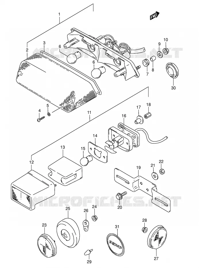 FEU ARRIERE (MODELE M/N/P/R/S) Suzuki MOTO 800 DR 1995  DR800SUS(E4)