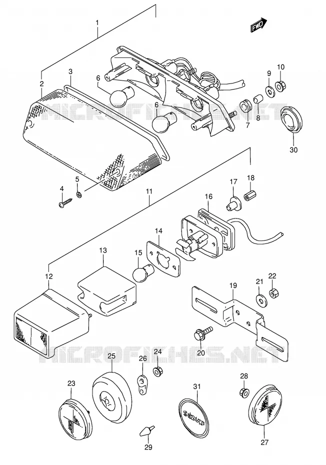 FEU ARRIERE (MODELE T) Suzuki MOTO 800 DR 1992  DR800SUN(E4)