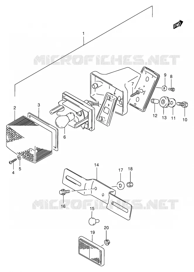FEU ARRIERE (MODELE T/V/W/X/Y) Suzuki MOTO 200 DR 1995  DR200SES(E24)