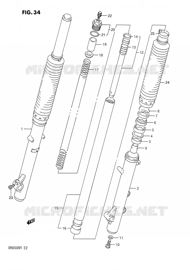 FOURCHE AVANT Suzuki MOTO 650 DR 1991  DR650RUM(E2)