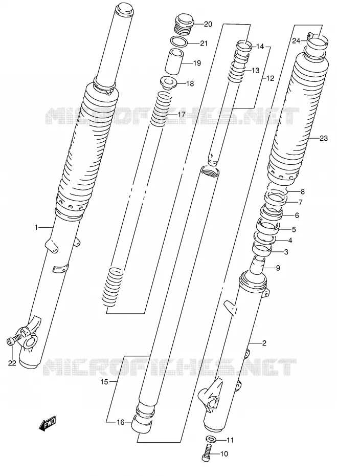 FOURCHE AVANT Suzuki MOTO 650 DR 1992  DR650RSEN(E4)