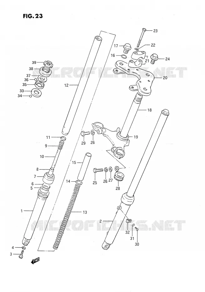 FOURCHE AVANT Suzuki MOTO 80 DS 1987  DS80H(E24)