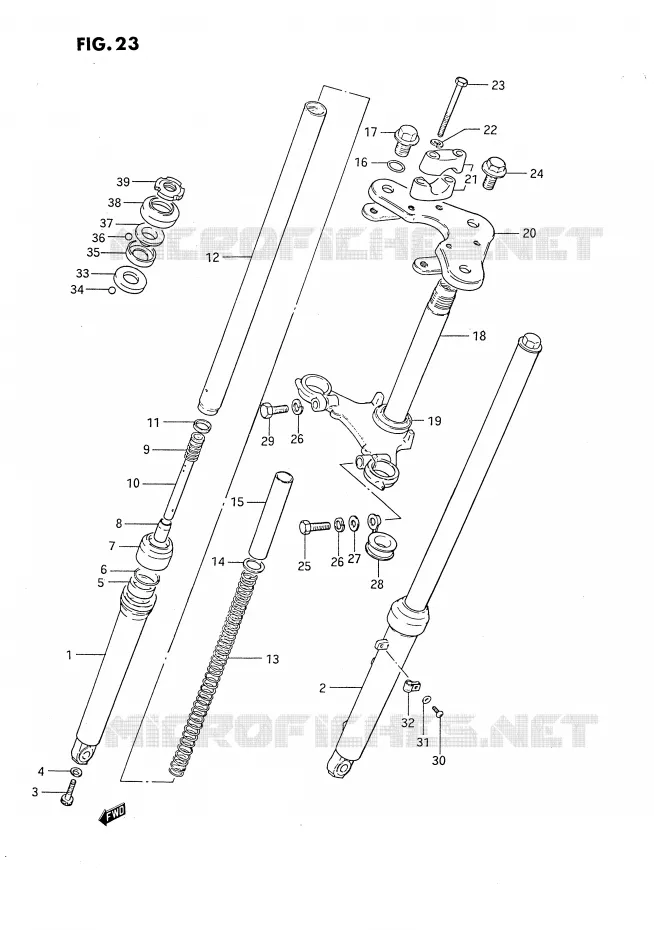 FOURCHE AVANT Suzuki MOTO 80 DS 1988  DS80J(E3)