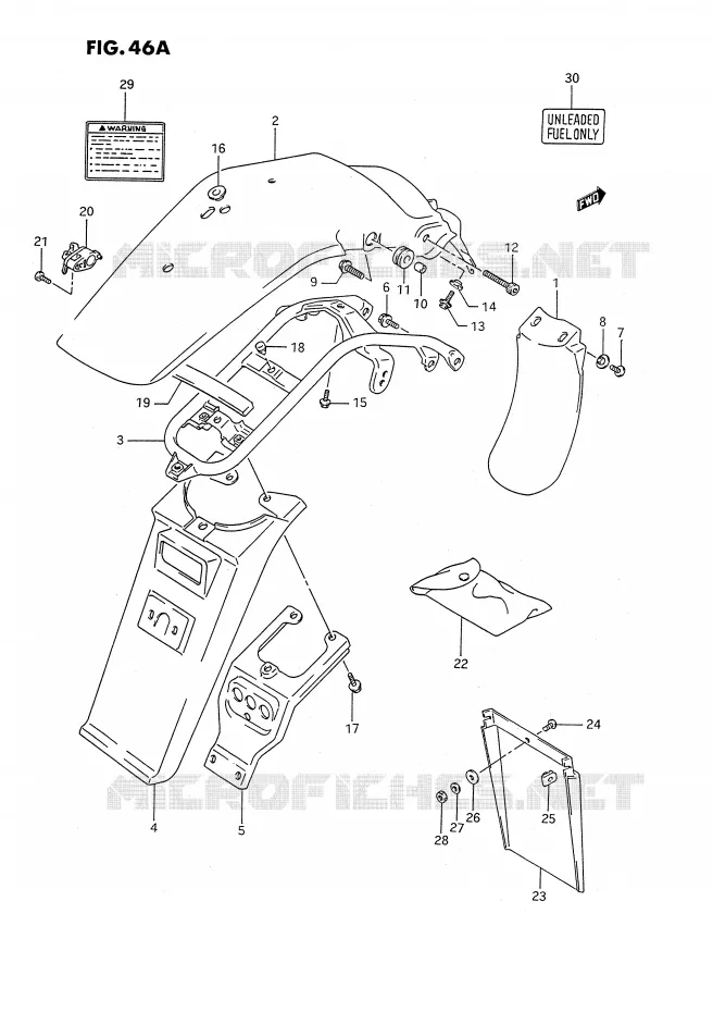 GARDE BOUE ARRIERE (MODELE R) Suzuki MOTO 350 DR 1992  DR350SHN(E2)