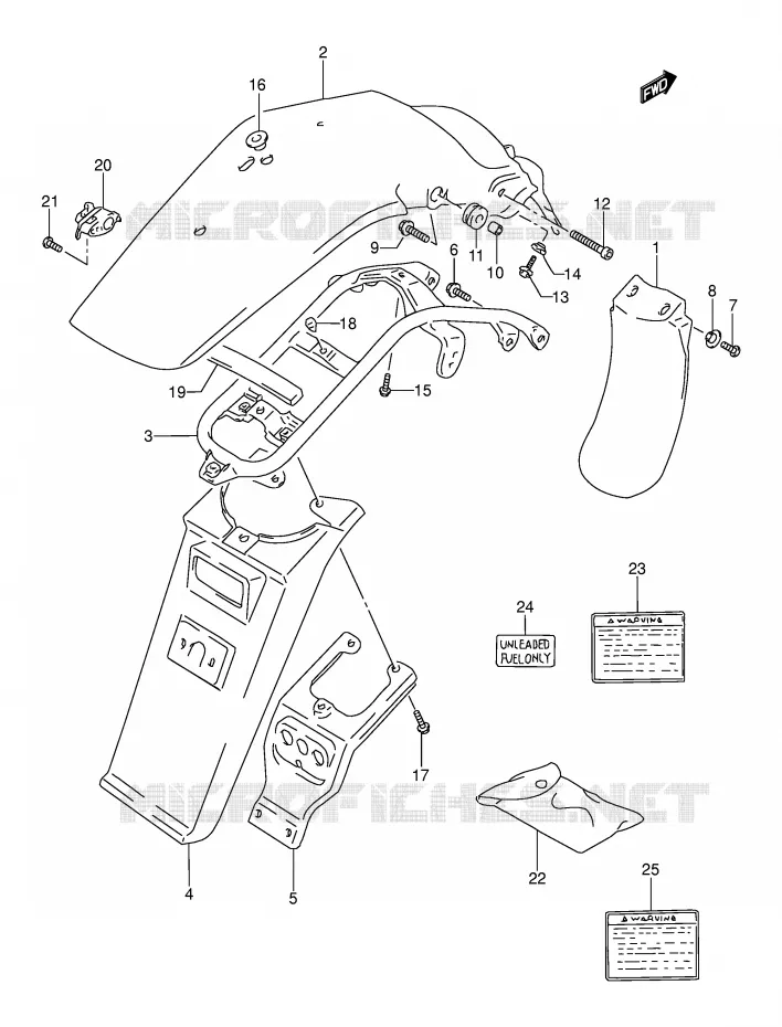 GARDE BOUE ARRIERE Suzuki MOTO 250 DR 1994  DR250SR(E24)