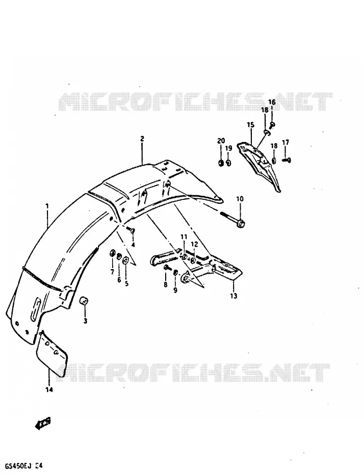 GARDE BOUE ARRIERE Suzuki MOTO 450 GS-E 1988  GS450EUJ(E/F/G/H/J)