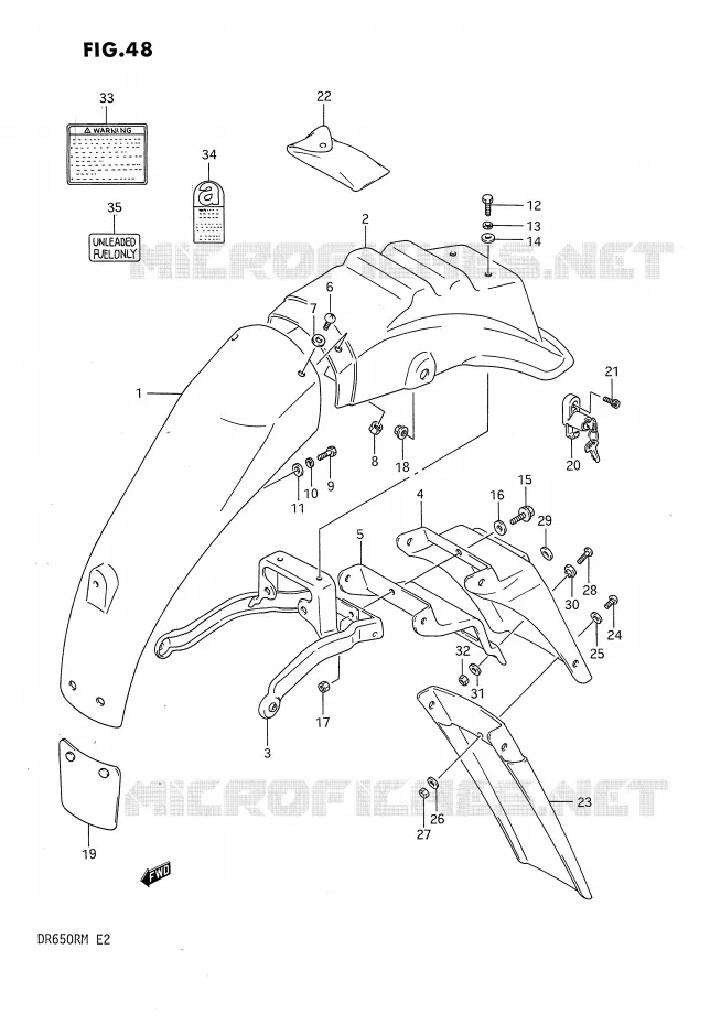 GARDE BOUE ARRIERE Suzuki MOTO 650 DR 1991  DR650RUM(E2)
