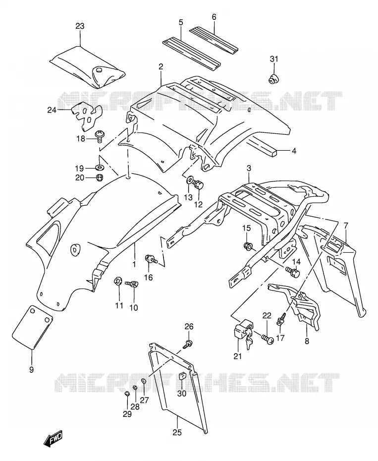 GARDE BOUE ARRIERE Suzuki MOTO 650 DR 1994  DR650REUR(E2)