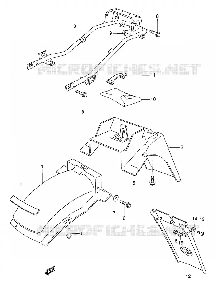 GARDE BOUE ARRIERE Suzuki MOTO 800 DR 1997  DR800SV(E4)