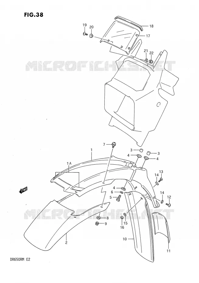 GARDE BOUE AVANT - SAUT DE VENT Suzuki MOTO 650 DR 1990  DR650RL(E2)