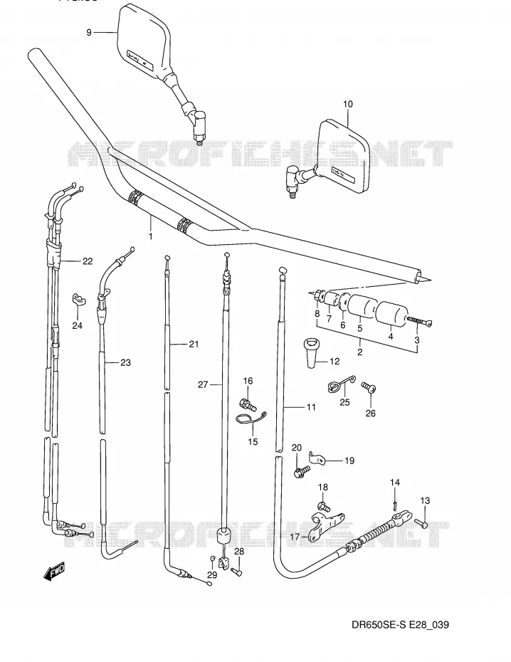 GUIDON Suzuki MOTO 650 DR 1993  DR650SP(E28)