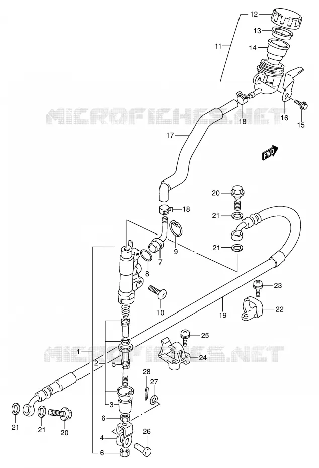 MAITRE CYLINDRE ARRIERE Suzuki MOTO 350 DR 1990  DR350L(E1)