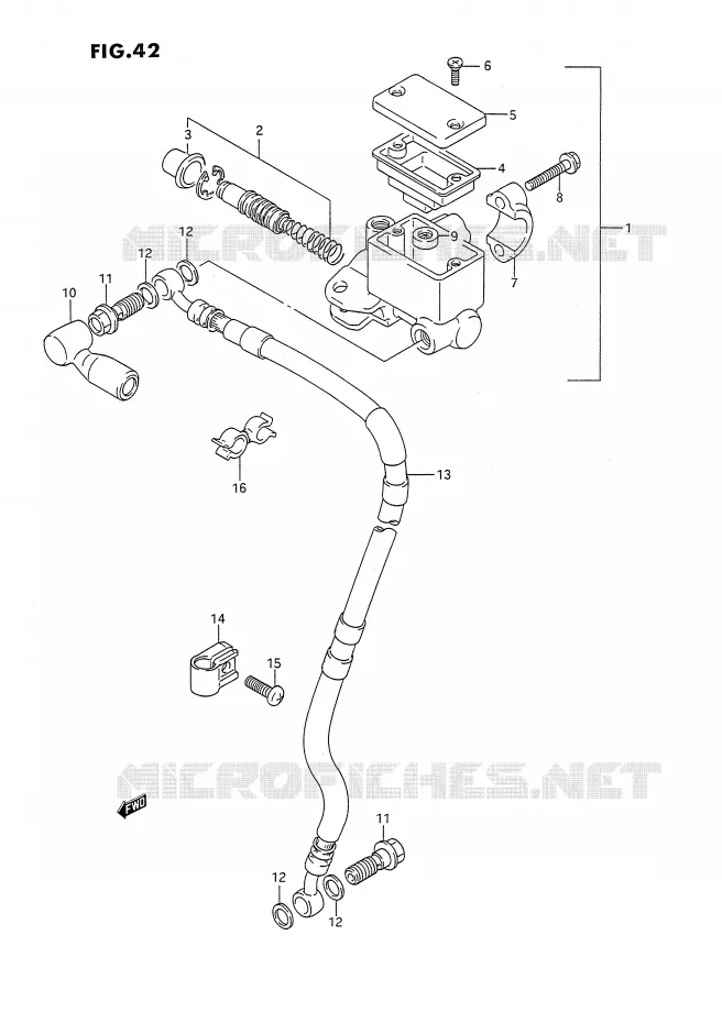 MAITRE CYLINDRE AVANT (DR350SL/SM/SN/SP/SR) Suzuki MOTO 350 DR 1993  DR350SUP(E2)