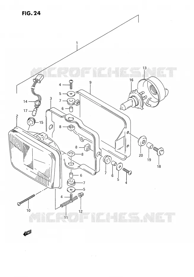 PHARE (MODELE N/P) Suzuki MOTO 650 DR 1994  DR650R(E4)