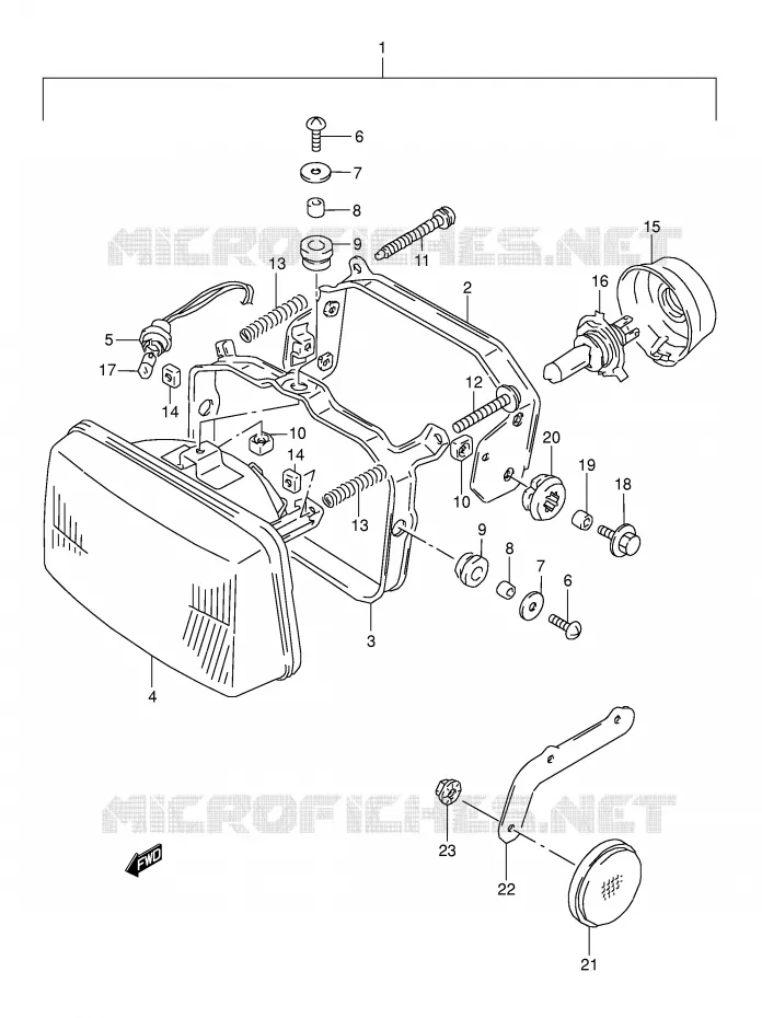 PHARE (MODELE R/S/T) Suzuki MOTO 800 DR 1992  DR800SN(E4)