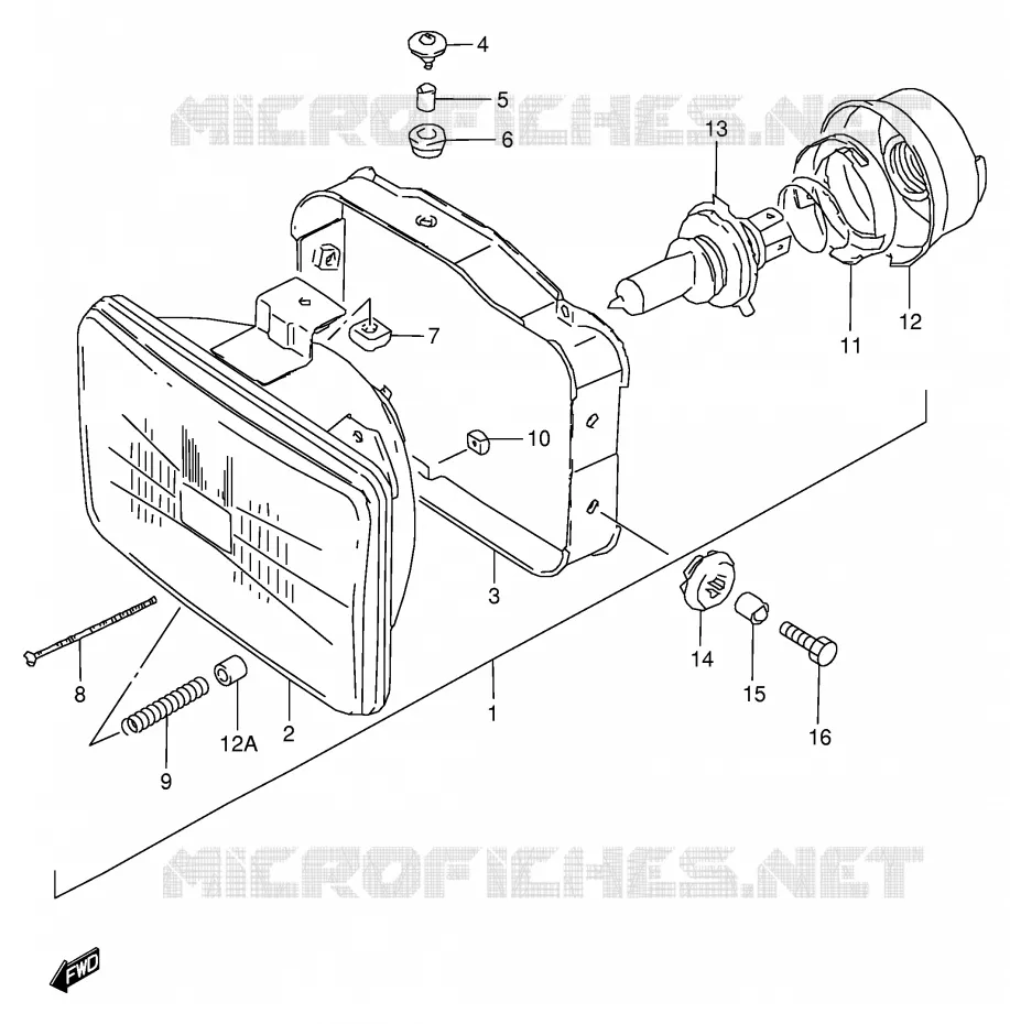 PHARE (MODELE W/X E24) Suzuki MOTO 350 DR 1998  DR350W(E1)