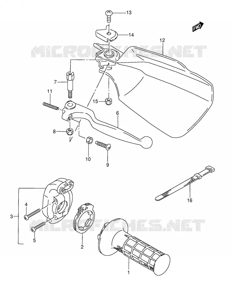PROTEGE MAIN DROIT Suzuki MOTO 350 DR 1994  DR350R(E3)