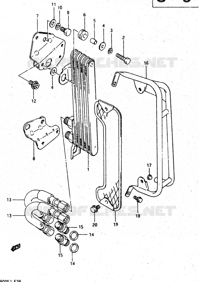 RADIATEUR D'HUILE Suzuki MOTO 500 DR 1987  DR500SH(G/H/J)
