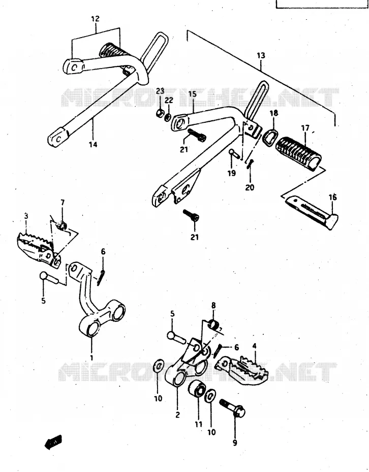 REPOSE PIED Suzuki MOTO 500 DR 1987  DR500RH(G/H/J)