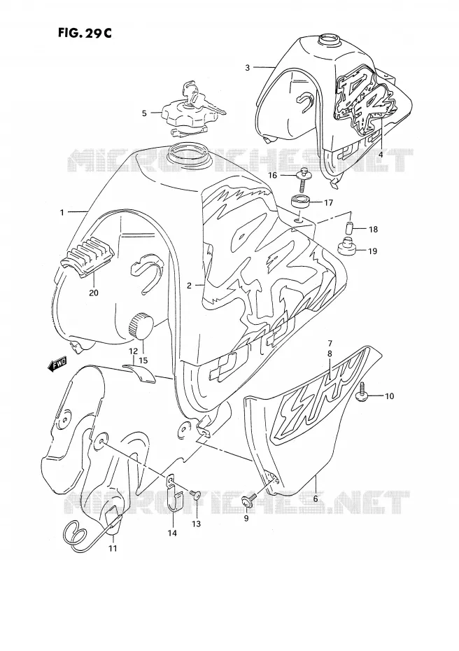 RESERVOIR D'ESSENCE (DR350SHN/SHP) Suzuki MOTO 350 DR 1994  DR350SR(E2)