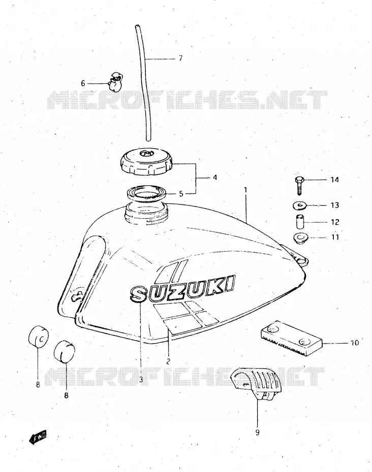 RESERVOIR D'ESSENCE (MODELE E) Suzuki MOTO 500 DR 1983  DR500SD(E1)