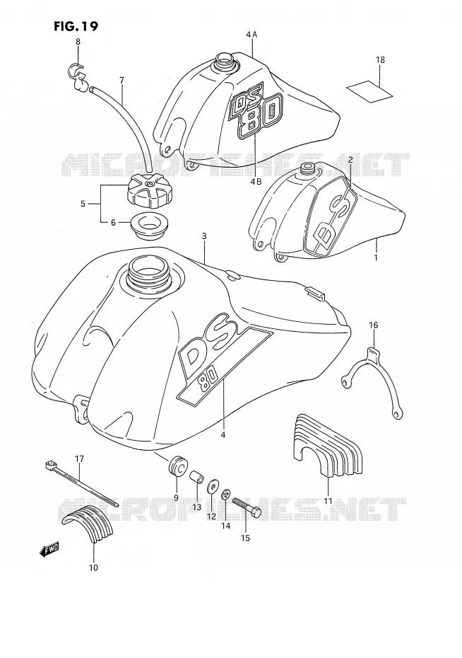 RESERVOIR D'ESSENCE (MODELE H/J/K) Suzuki MOTO 80 DS 1991  DS80M(E24)