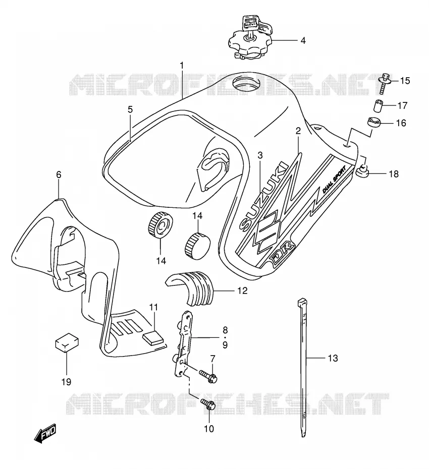 RESERVOIR D'ESSENCE (MODELE K3) Suzuki MOTO 650 DR 2001  DR650SEK1(E3/E28)