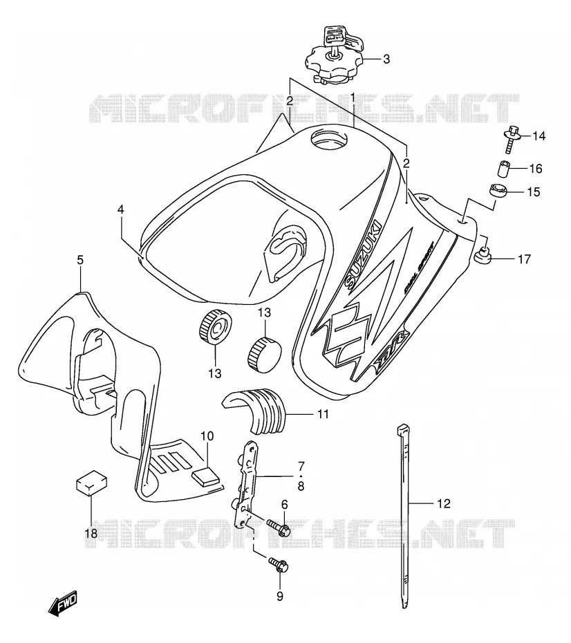 RESERVOIR D'ESSENCE (MODELE K4) Suzuki MOTO 650 DR 2002  DR650SEK2(E3/E28)