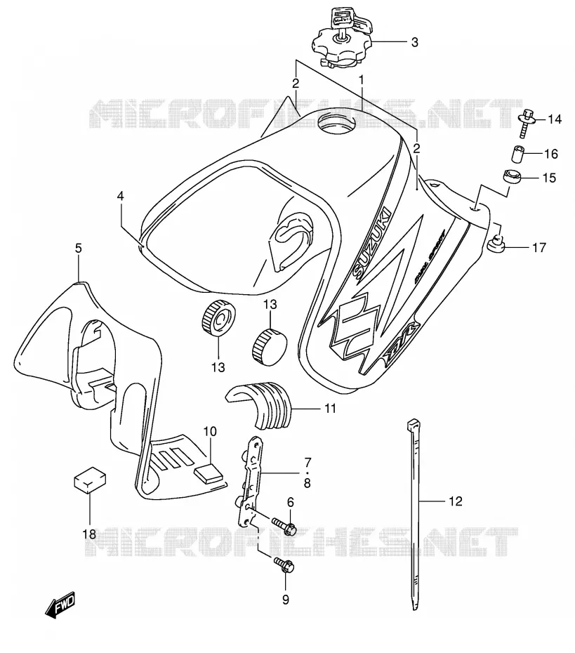 RESERVOIR D'ESSENCE (MODELE K4) Suzuki MOTO 650 DR 2002  DR650SEK2(E4)