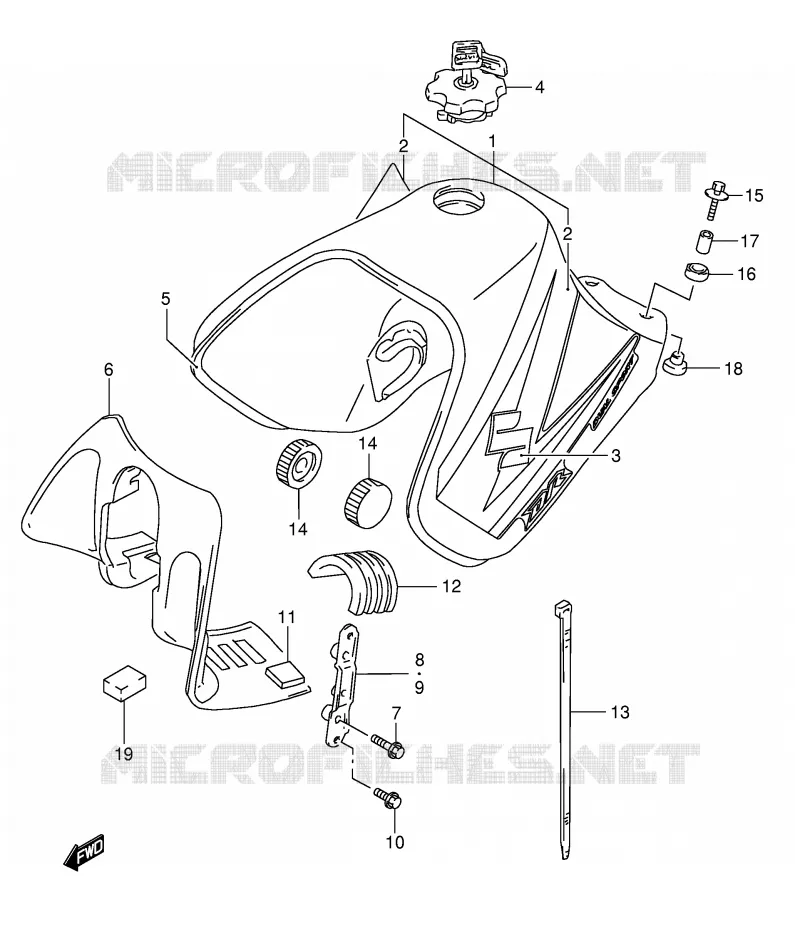 RESERVOIR D'ESSENCE (MODELE K5) Suzuki MOTO 650 DR 2005  DR650SEK5(E3/E28)