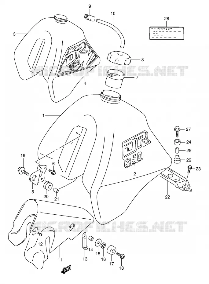 RESERVOIR D'ESSENCE (MODELE L/M) Suzuki MOTO 350 DR 1990  DR350L(E1)