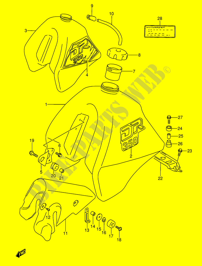 RESERVOIR D'ESSENCE (MODELE L/M) pour Suzuki DR 350 1992