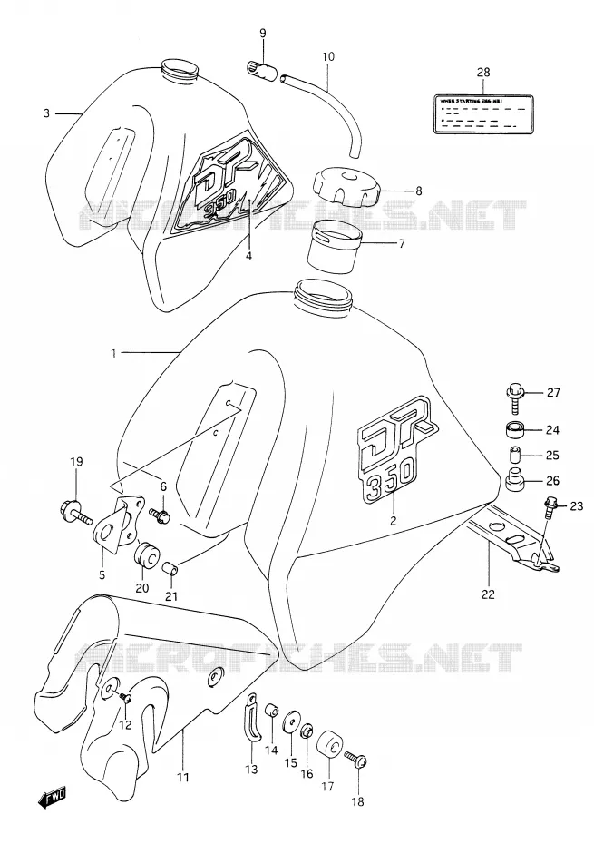 RESERVOIR D'ESSENCE (MODELE L/M) Suzuki MOTO 350 DR 1993  DR350P(E28)