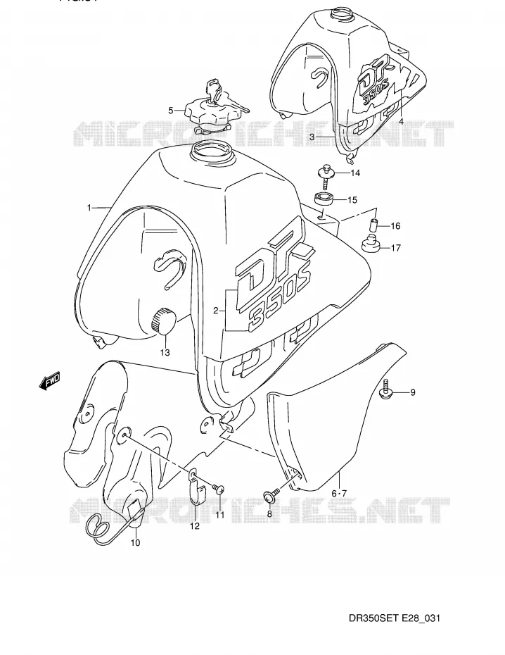 RESERVOIR D'ESSENCE (MODELE L/M) Suzuki MOTO 350 DR 1993  DR350SP(E28)