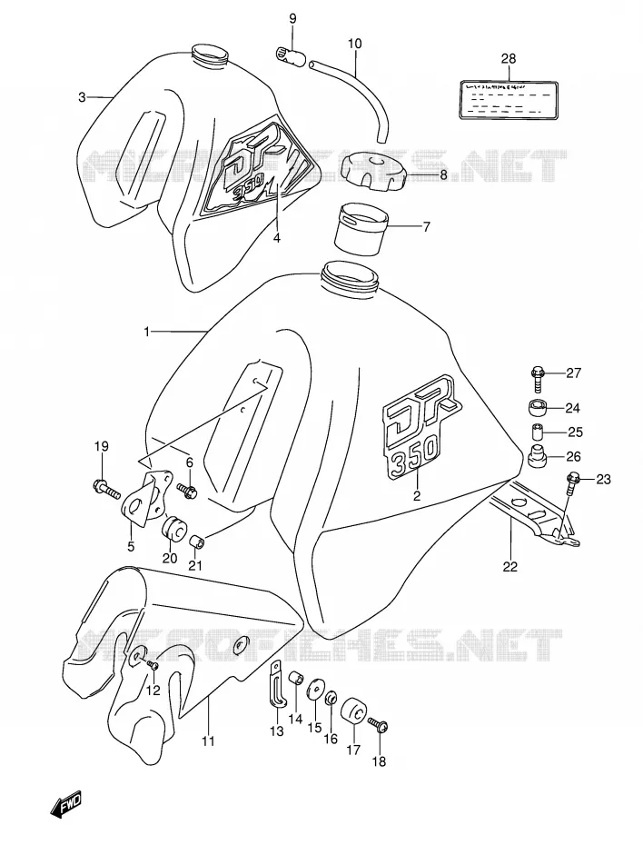 RESERVOIR D'ESSENCE (MODELE L/M) Suzuki MOTO 350 DR 1996  DR350T(E3)