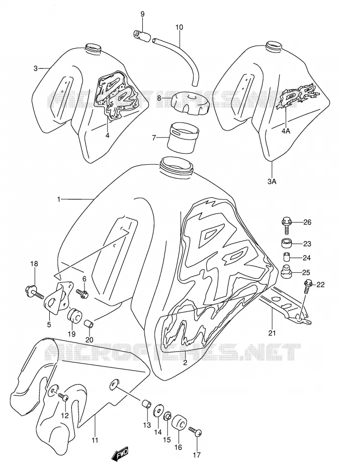 RESERVOIR D'ESSENCE (MODELE N/P/R E24) Suzuki MOTO 250 DR 1990  DR250SL(E24)