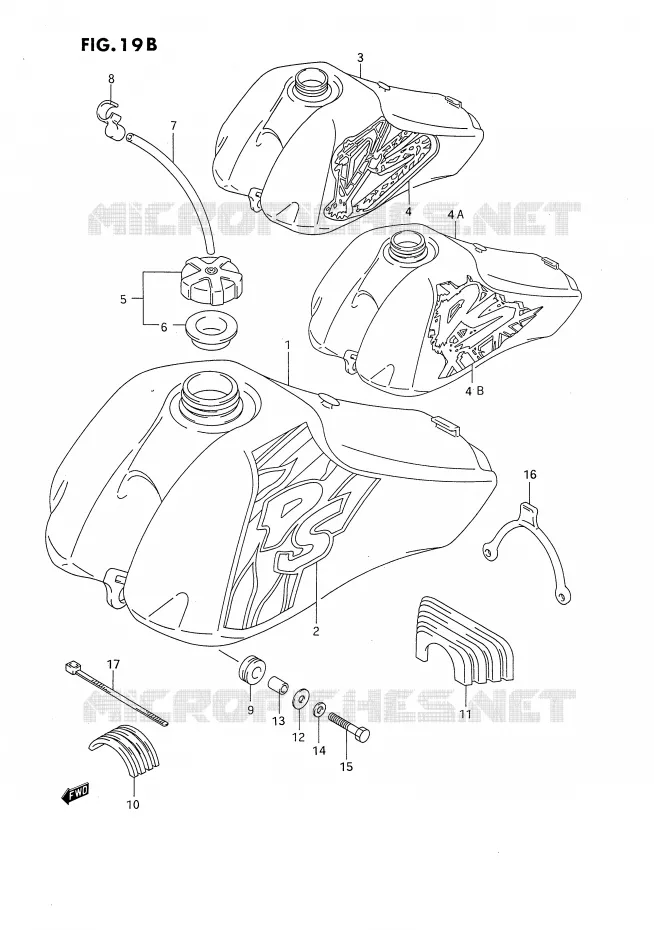 RESERVOIR D'ESSENCE (MODELE N/P/R/S) Suzuki MOTO 80 DS 1990  DS80L(E24)