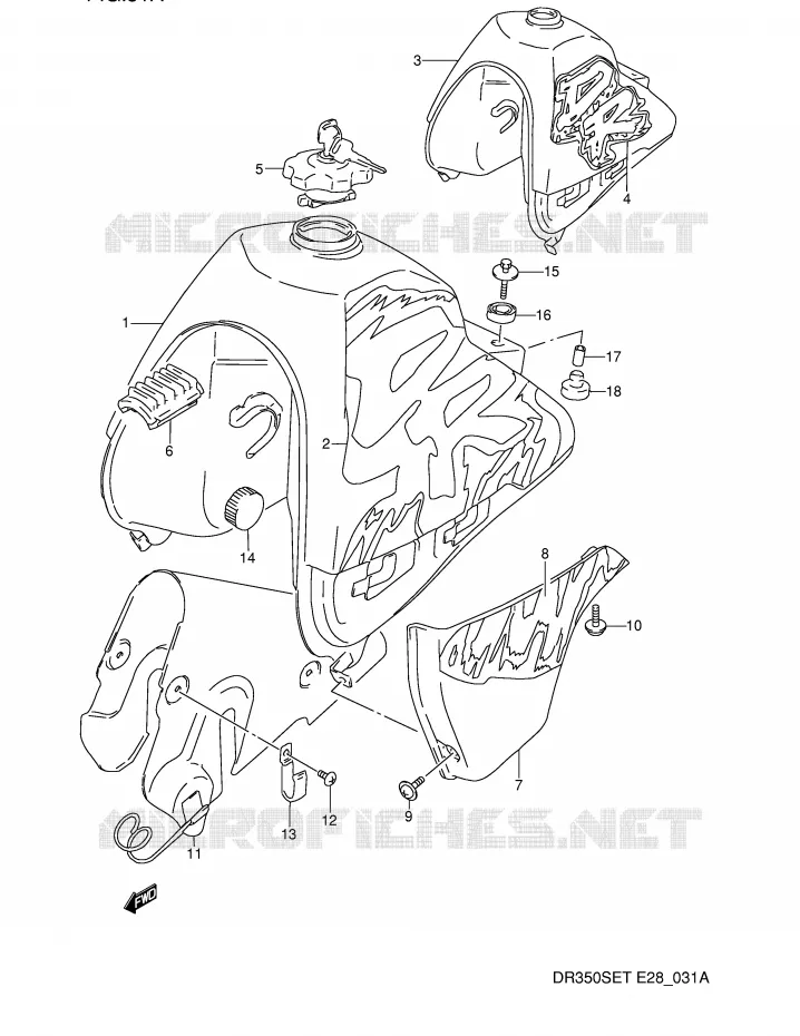RESERVOIR D'ESSENCE (MODELE N/P) Suzuki MOTO 350 DR 1992  DR350SN(E28)