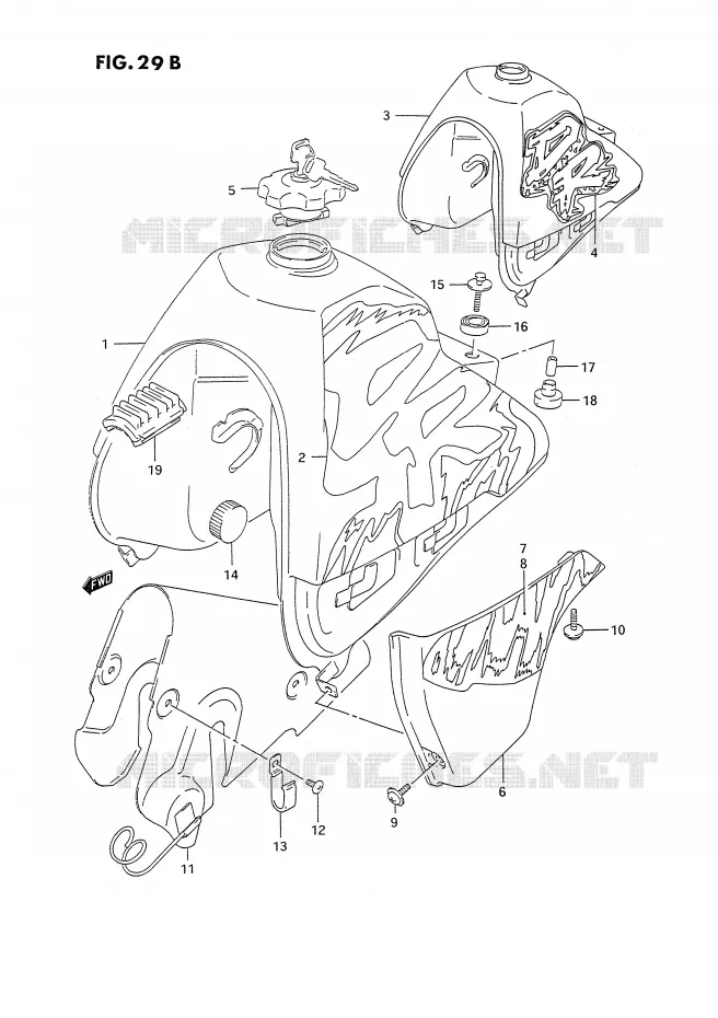 RESERVOIR D'ESSENCE (MODELE N/P) Suzuki MOTO 350 DR 1993  DR350SHP(E2)