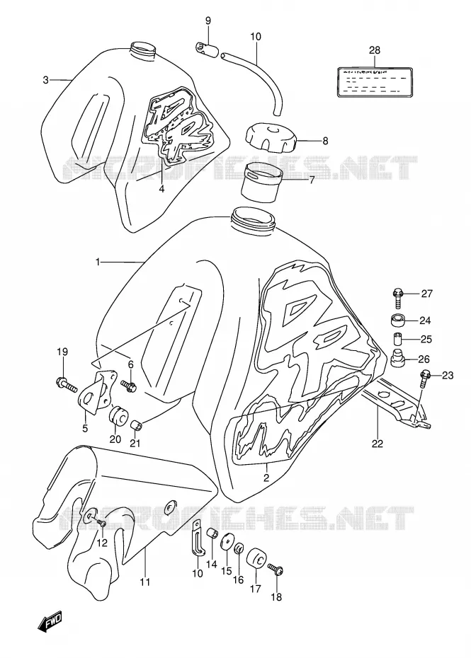 RESERVOIR D'ESSENCE (MODELE N/P) Suzuki MOTO 350 DR 1996  DR350T(E3)