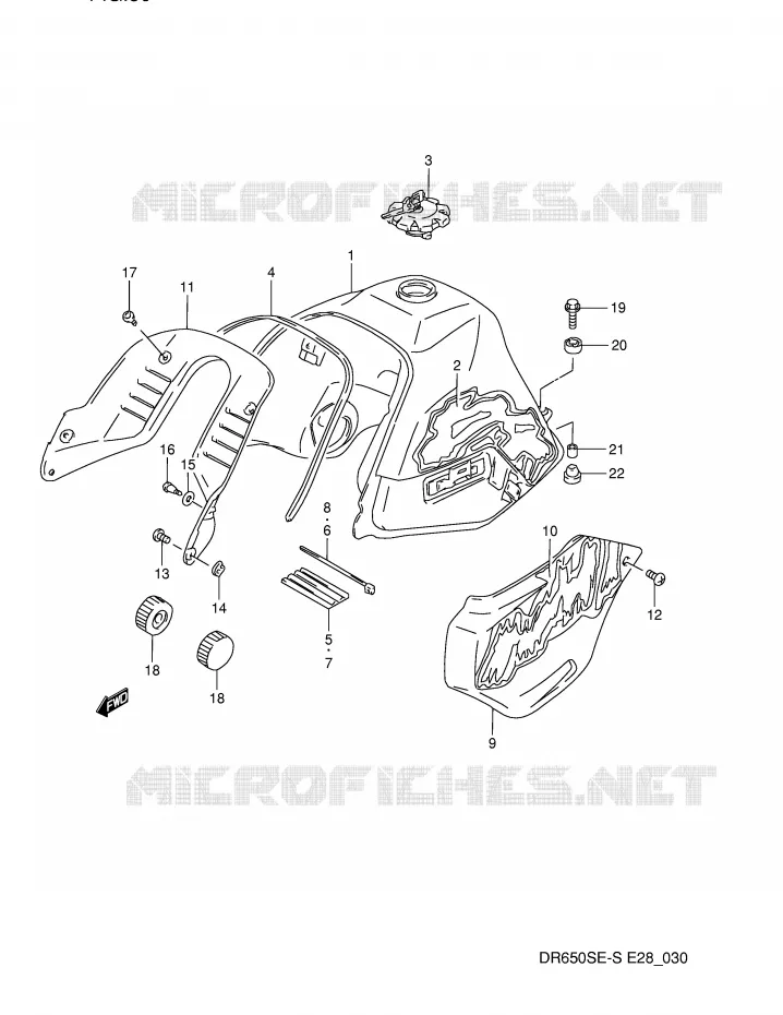 RESERVOIR D'ESSENCE (MODELE N) Suzuki MOTO 650 DR 1992  DR650SN(E28)