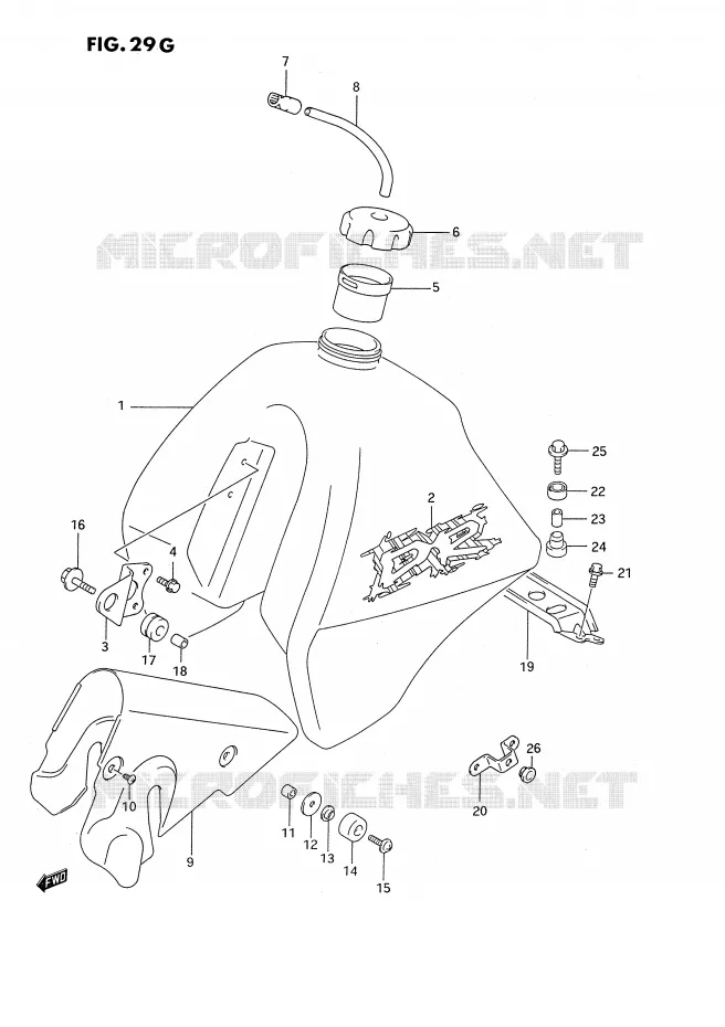 RESERVOIR D'ESSENCE (MODELE R E24) Suzuki MOTO 350 DR 1994  DR350SR/SHR(E2)
