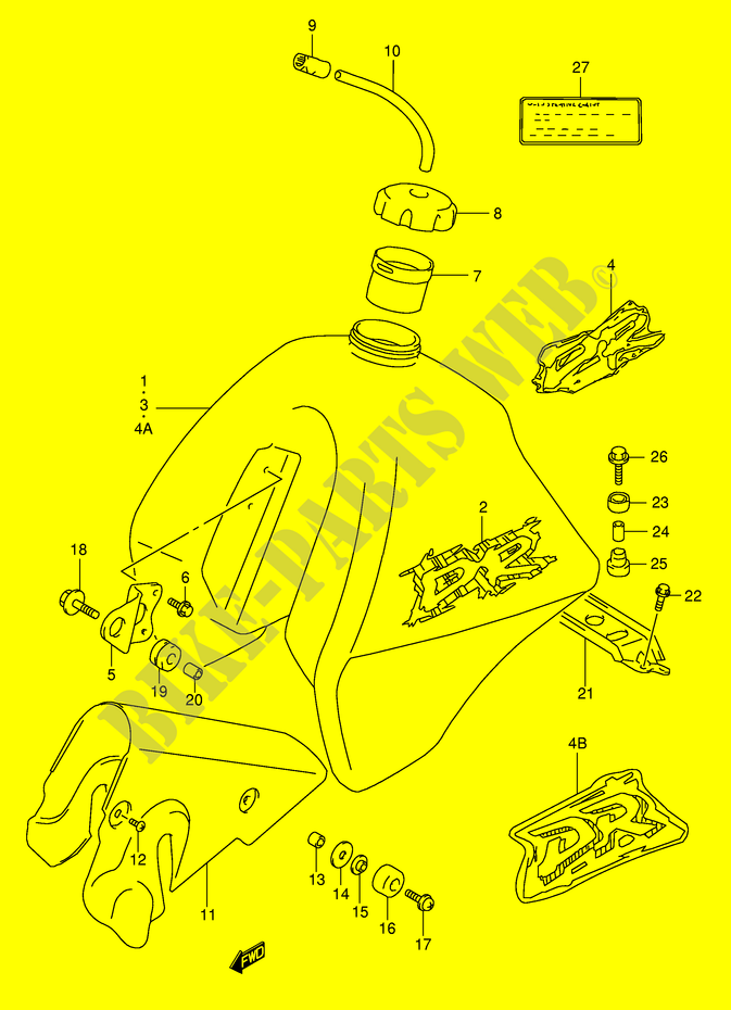 RESERVOIR D'ESSENCE (MODELE R/S/T) pour Suzuki DR 350 1990