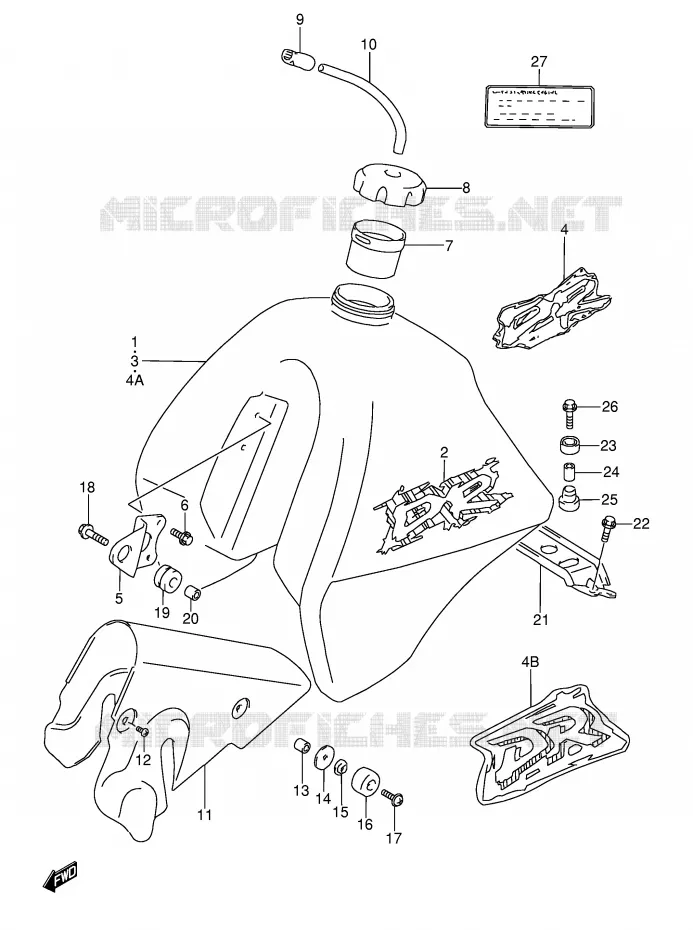 RESERVOIR D'ESSENCE (MODELE R/S/T) Suzuki MOTO 350 DR 1991  DR350M(E3)
