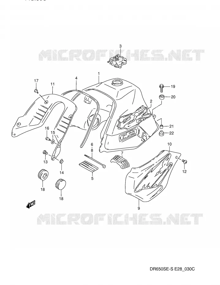 RESERVOIR D'ESSENCE (MODELE S) Suzuki MOTO 650 DR 1994  DR650SER(E28)